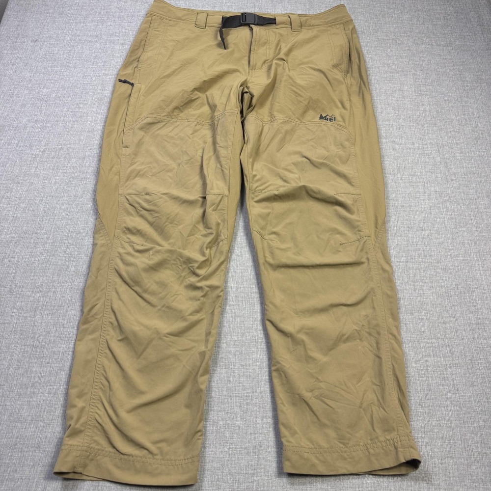 REI Hiking Trail Pants Mens 38x30 Beige Nylon Spandex Stretch Relaxed Fit